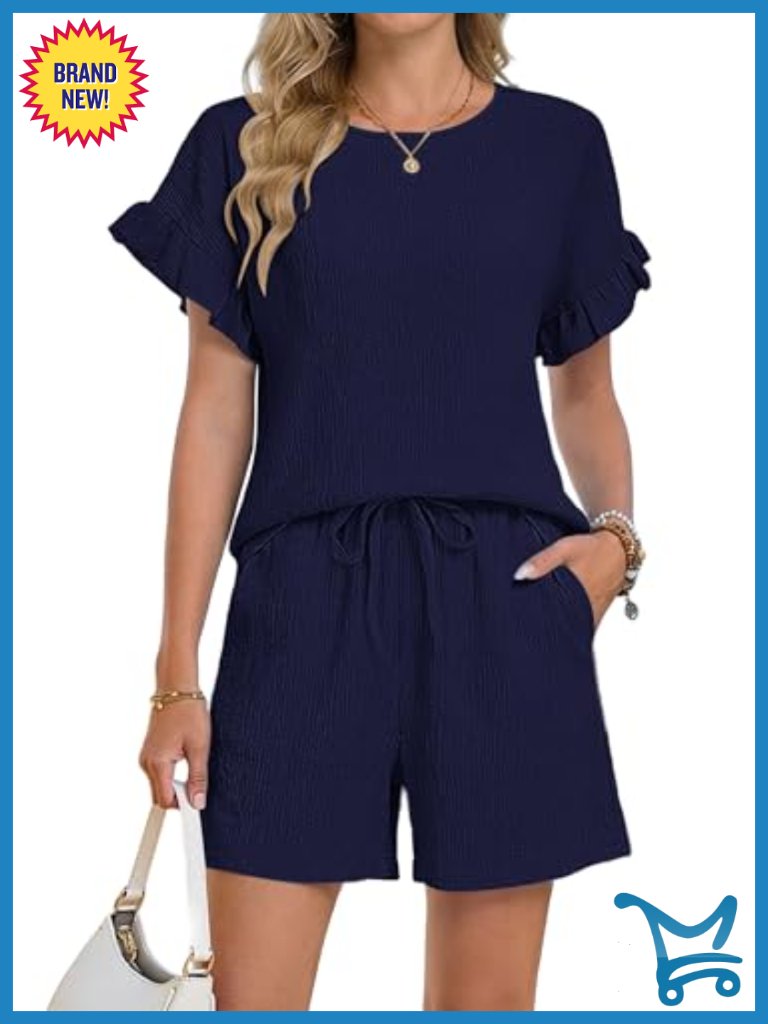 2 Piece Matching Shorts Set For Women Summer Lounge Travel Outfits